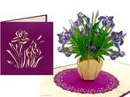 Pop-up kaart Irissen in vaas wenskaart, Nieuw, Verzenden