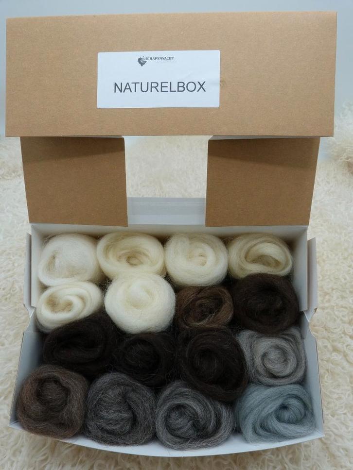 Lontwol Naturel-box, Hobby en Vrije tijd, Vilt, Overige typen, Nieuw, Wolvilt, Ophalen of Verzenden
