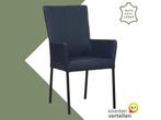 Leren eetkamerstoel Daily met armleuning - Hermes Kobalt, Huis en Inrichting, Stoelen, Blauw, Nieuw, Leer, Ophalen of Verzenden