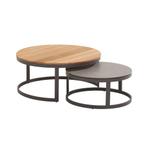 4 Seasons Outdoor Stonic loungetafel teak Ø80 cm en keramiek, Tuin en Terras, Verzenden, Nieuw