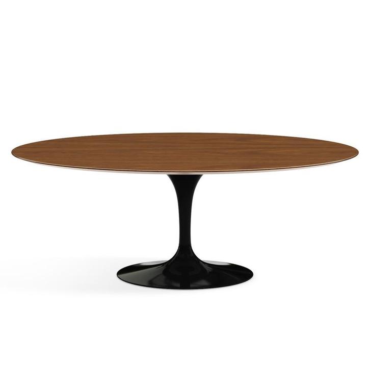 Ovale Saarinen Tulip tafel massief noten houten blad 235..., Huis en Inrichting, Tafels | Eettafels