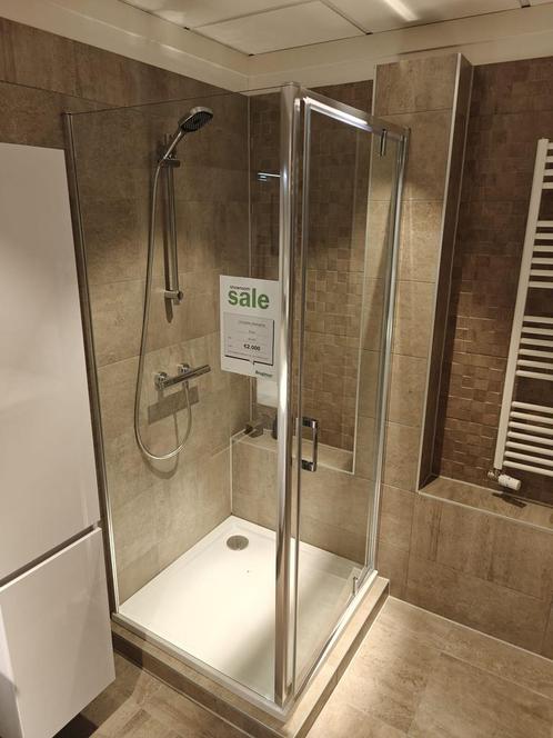 Douchecabine 90x90cm met gratis douchebak incl kraan - 0008, Doe-het-zelf en Verbouw, Sanitair, Douche, Nieuw, Chroom, Glas, Ophalen