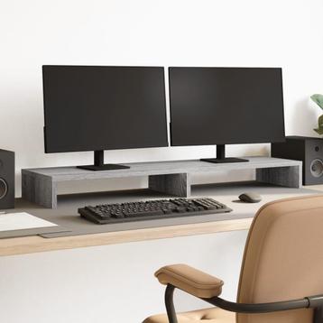 vidaXL Monitorstandaard 100x27x10 cm bewerkt hout grijs beschikbaar voor biedingen