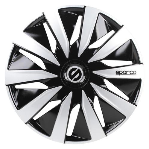 4-Delige Sparco Wieldoppen  Lazio 15-inch zwart/zilver, Auto diversen, Wieldoppen, Verzenden