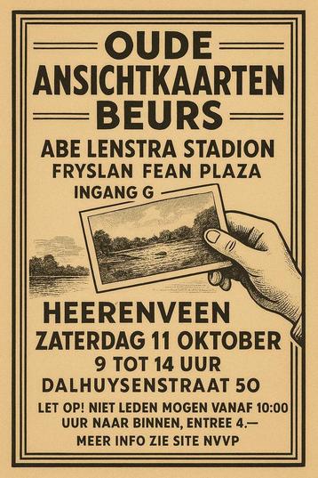 Prentbriefkaartenbeurs Heerenveen za. 11 oktober beschikbaar voor biedingen