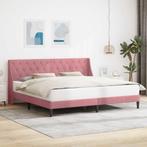 vidaXL Bedframe met hoofdeinde Roze 200 x 200 cm Fluweel, Verzenden, Nieuw, Stof