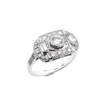 Witgouden ring met diamant ; 0,65 ct. | Art-Deco (elegant), Gebruikt, Overige kleuren, Ophalen of Verzenden, Kleiner dan 17