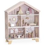 Roze houten poppenhuis met speelse details (Speelgoed), Kinderen en Baby's, Ophalen of Verzenden, Nieuw