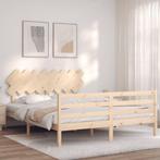 vidaXL Bedframe met hoofdbord massief hout 160x200 cm, Huis en Inrichting, Slaapkamer | Bedden, Bruin, Verzenden, 200 cm, 160 cm