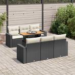 vidaXL 7-delige Loungeset met kussens poly rattan zwart, Verzenden, Nieuw, Rotan, Loungeset