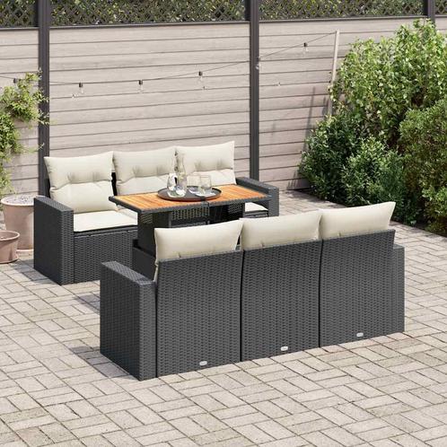vidaXL 7-delige Loungeset met kussens poly rattan zwart, Tuin en Terras, Tuinsets en Loungesets, Loungeset, Nieuw, Rotan, Verzenden