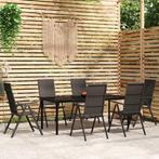 vidaXL 7-delige Tuinset zwart, Tuin en Terras, Tuinsets en Loungesets, Verzenden, 6 zitplaatsen, Nieuw, Rvs