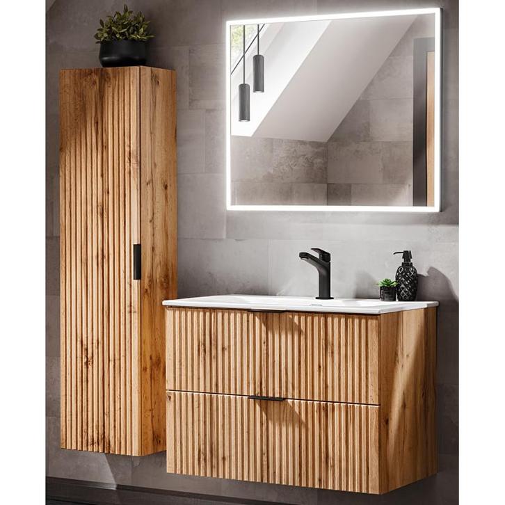 Badkamermeubel Polaris Oak 80CM (Badkamermeubels), Huis en Inrichting, Badkamer | Badkamermeubels, Nieuw, Ophalen of Verzenden