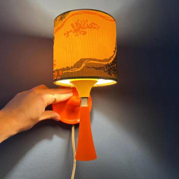 Orange Mid Century Space Age Textile Sconce Wall Lamp beschikbaar voor biedingen