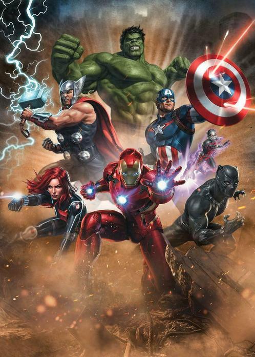 Avengers behang Superpower, vliesbehang, Ironman, hulk, thor, Kinderen en Baby's, Kinderkamer | Inrichting en Decoratie, Wanddecoratie