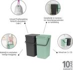 Brabantia Sort & Go Inbouw Prullenbak - 2 x 12 liter - Jade, Verzenden, Zo goed als nieuw