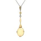 Witgouden hanger met opaal en roosdiamant 14 krt, Sieraden, Tassen en Uiterlijk, Kettinghangers, Ophalen of Verzenden, Nieuw