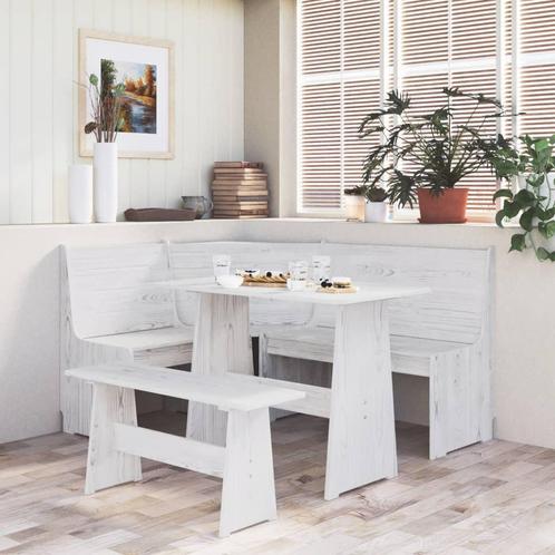 vidaXL 3-delige Eethoek REINE massief grenenhout wit, Huis en Inrichting, Complete eetkamers, Nieuw, Verzenden