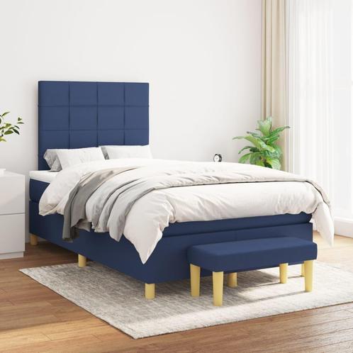 vidaXL Boxspring met matras stof blauw 120x200 cm, Huis en Inrichting, Slaapkamer | Bedden, 120 cm, 200 cm, Blauw, Twijfelaar