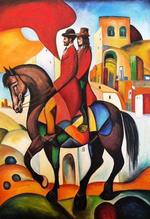 Denis Mihai - On the road life, Antiek en Kunst, Kunst | Schilderijen | Modern