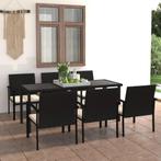 vidaXL 7-delige Tuinset poly rattan zwart, 6 zitplaatsen, Nieuw, Tuinset, Verzenden