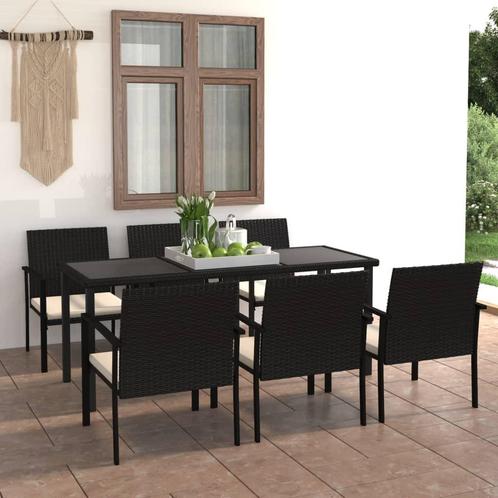 vidaXL 7-delige Tuinset poly rattan zwart, Tuin en Terras, Tuinsets en Loungesets, Tuinset, Nieuw, 6 zitplaatsen, Rotan, Verzenden