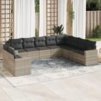 vidaXL 10-delige Loungeset met kussens poly rattan, Verzenden, Nieuw, Rotan, Loungeset