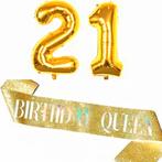 Happy 21 verjaardag decoratie set goud met wit 25-delig, Verzenden, Nieuw, Versiering, Verjaardag