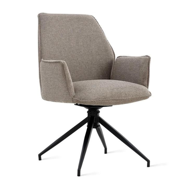 2dekans | Giga Meubel Eetkamerstoel Jill Linnen Taupe, Huis en Inrichting, Stoelen, Zo goed als nieuw, Ophalen of Verzenden