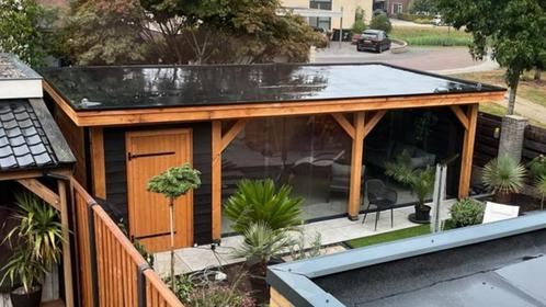 LUXE DEAL- Plat dak met glazen schuifwanden 8x4m voor €7453, Tuin en Terras, Overkappingen, Veranda, Nieuw, Ophalen of Verzenden