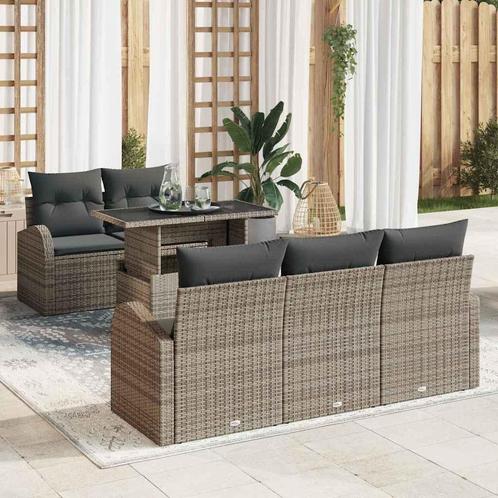 vidaXL Tuin Sofa Set met kussen 6 pcs Grijs 100 x 55 x 73 cm, Tuin en Terras, Tuinsets en Loungesets, Nieuw, Rotan, Verzenden