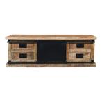 Tv-meubel Mangohout | Naturel | Breedte: 150,0cm, Huis en Inrichting, Kasten | Televisiemeubels, Ophalen, Nieuw, Industrieel
