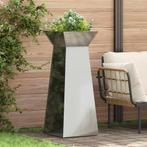 vidaXL Pilaar Plantenbak 2 pcs Zilver 40 x 40 x 100 cm, Tuin en Terras, Verzenden, Nieuw, Minder dan 60 cm, 60 cm of meer