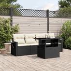 vidaXL 5-delige Loungeset met kussens poly rattan zwart, Verzenden, Nieuw, Rotan, Loungeset