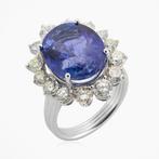 Ring - 14 karaat Witgoud - 12.51ct. tw. Tanzaniet - Diamant, Nieuw