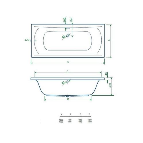 Ligbad Venice Duobad 180X80 Cm Wit, Doe-het-zelf en Verbouw, Sanitair, Ophalen of Verzenden
