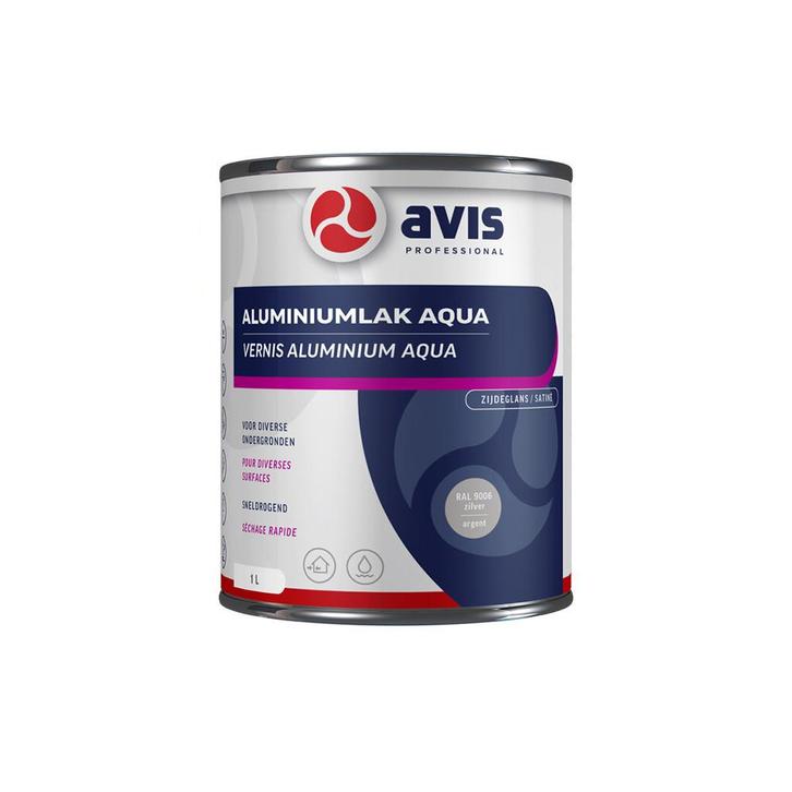 Avis Aluminiumlak Aqua Ral 9006 Zilver 1 liter, Doe-het-zelf en Verbouw, Verf, Beits en Lak, Nieuw, Ophalen of Verzenden