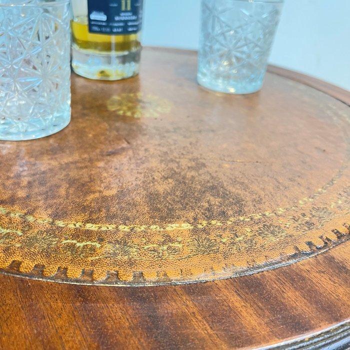 Bijzettafel - Hout, Leder - Trommel, Antiek en Kunst, Antiek | Overige Antiek