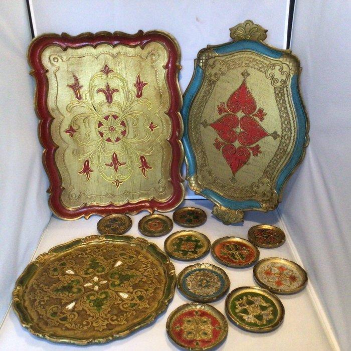Dienblad (13) - Hout, Composiet - Florentine trays, Antiek en Kunst, Curiosa en Brocante