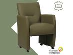 Leren eetkamerstoel Pleasure - Toledo Olive (olijf/goen) -, Huis en Inrichting, Stoelen, Eigentijds, Modern, Overige kleuren, Nieuw
