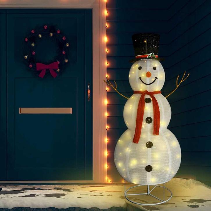 vidaXL Decoratieve sneeuwpop LED 180 cm luxe stof, Diversen, Kerst, Nieuw, Verzenden