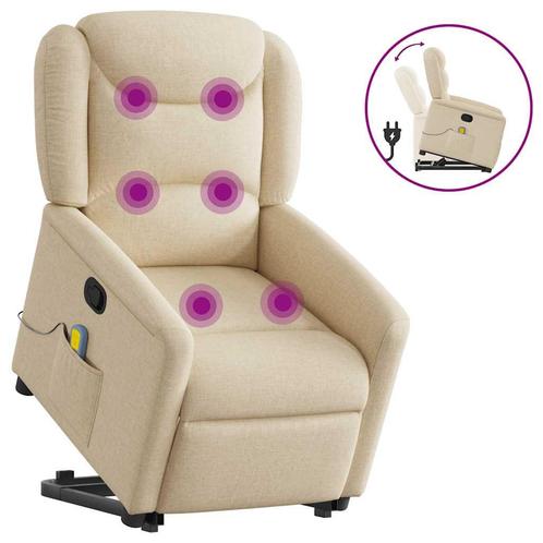 vidaXL Sta-op-massagestoel verstelbaar stof crèmekleurig, Huis en Inrichting, Fauteuils, Nieuw, Verzenden
