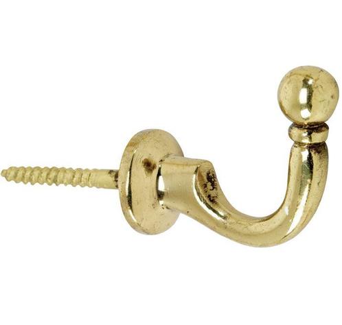 Schroefhaak Kogel 47mm messing gelakt, Huis en Inrichting, Woonaccessoires | Kapstokken, Verzenden