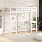vidaXL Hoogslaper met bureau massief grenenhout wit 80x200, Eenpersoons, Verzenden, Wit, Nieuw