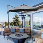 Parasol 3x3m Vrijdragende Parasol Alu Roma Parasol Met Solar, Tuin en Terras, Parasols, Nieuw, Verzenden