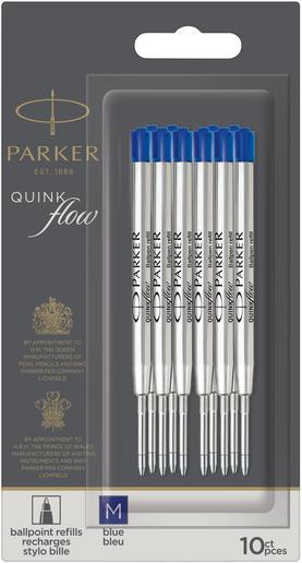 10 Parker QuinkFlow balpenvullingen blauw medium, Diversen, Schrijfwaren, Nieuw, Verzenden