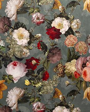 Bloemen Digitaal Polyester Fluweel Mint (Groot), Hobby en Vrije tijd, Stoffen en Lappen, Groen, Nieuw