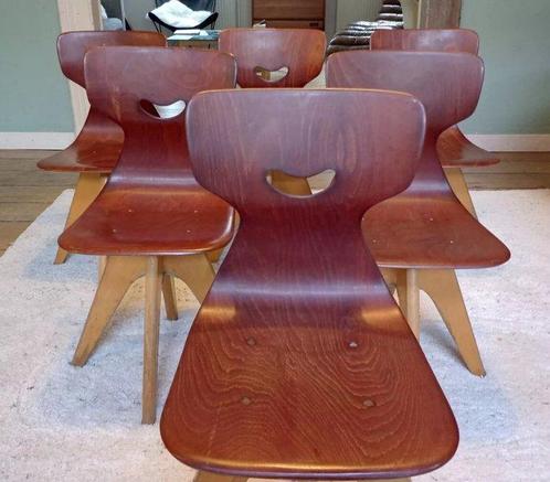 Flötotto Schulmöbel - Adam Stegner - Stoel (6) - Hout,, Antiek en Kunst, Antiek | Meubels | Stoelen en Banken