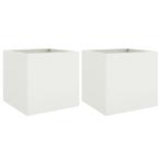 Witte Plantenbakken (2st) 49cm | Retourdeal, Minder dan 60 cm, Nieuw, Ophalen of Verzenden, Metaal