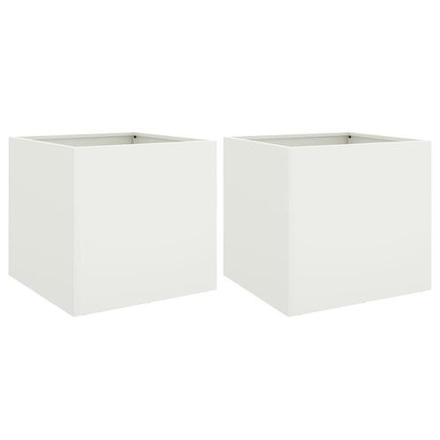 Witte Plantenbakken (2st) 49cm | Retourdeal, Tuin en Terras, Bloembakken en Plantenbakken, 30 tot 60 cm, Minder dan 60 cm, Rechthoekig